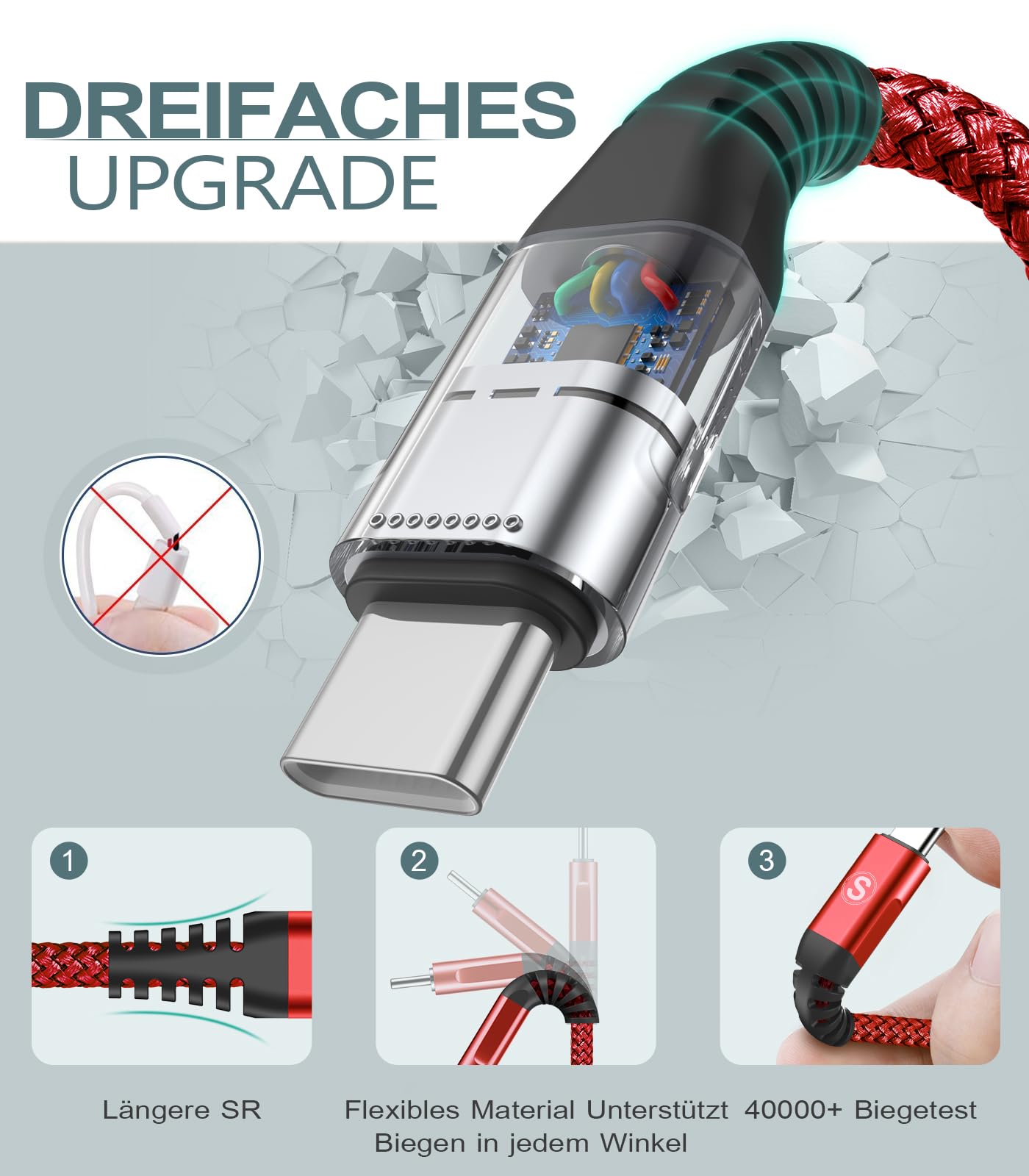 Cavo USB C [2 Pezzi 3m] Cavo USB Tipo C Ricarica Rapida 3.1A USB A a USB C Nylon per i Phone 17 16 15 Plus Pro Max,Samsung Galaxy S25/S24/S23/S22 a S8,Note20,M31,M30,A70,A54,A53,LG,Xiaomi,Huawei,Pixel