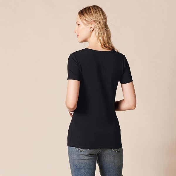 Amazon Essentials Women's Regular-Fit Short-Sleeve T-Shirt (Crewneck and V-Neck Options), Multipacks V-Neck pack of 2 XXL Black - 1