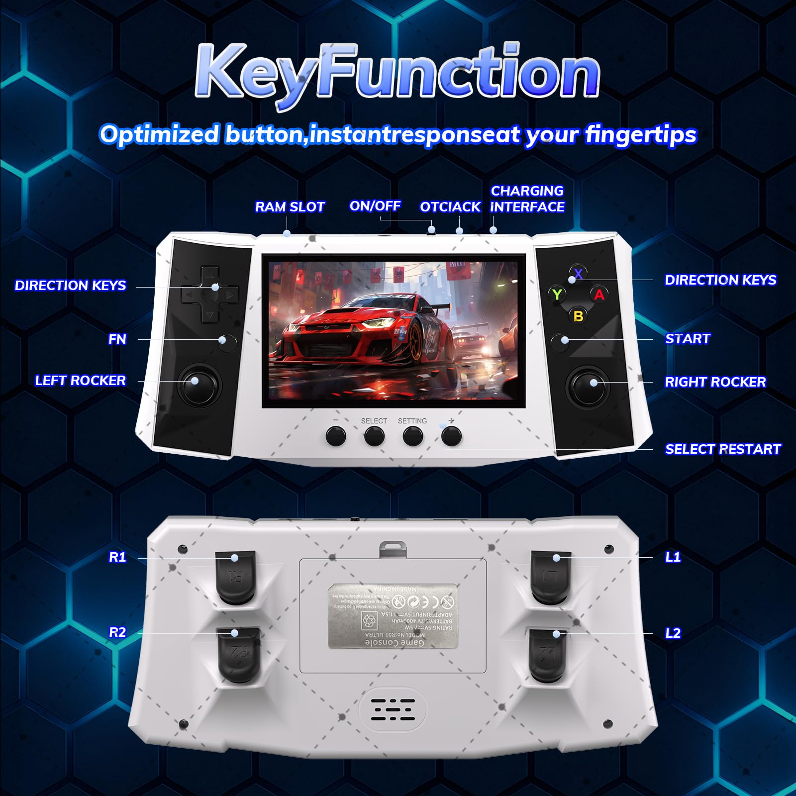 RegiisJoy R50 Ultra 50000 in 1 Handheld Game Console, 4.5 Inch IPS Screen Retro Gaming Consoles Main Emulators, Portable Mini Pocket Arcade Linux System - Image 3