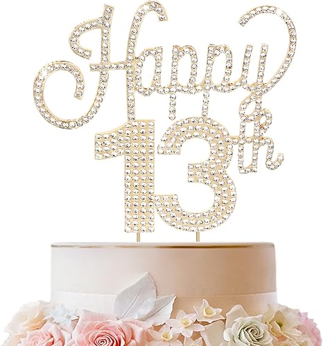 Miniatura 223 de LINGTEER Decoración de pastel de diamantes de imitación dorados para cumpleaños número 15 – Cheers to 15th Birthday Quince años de edad, decoración