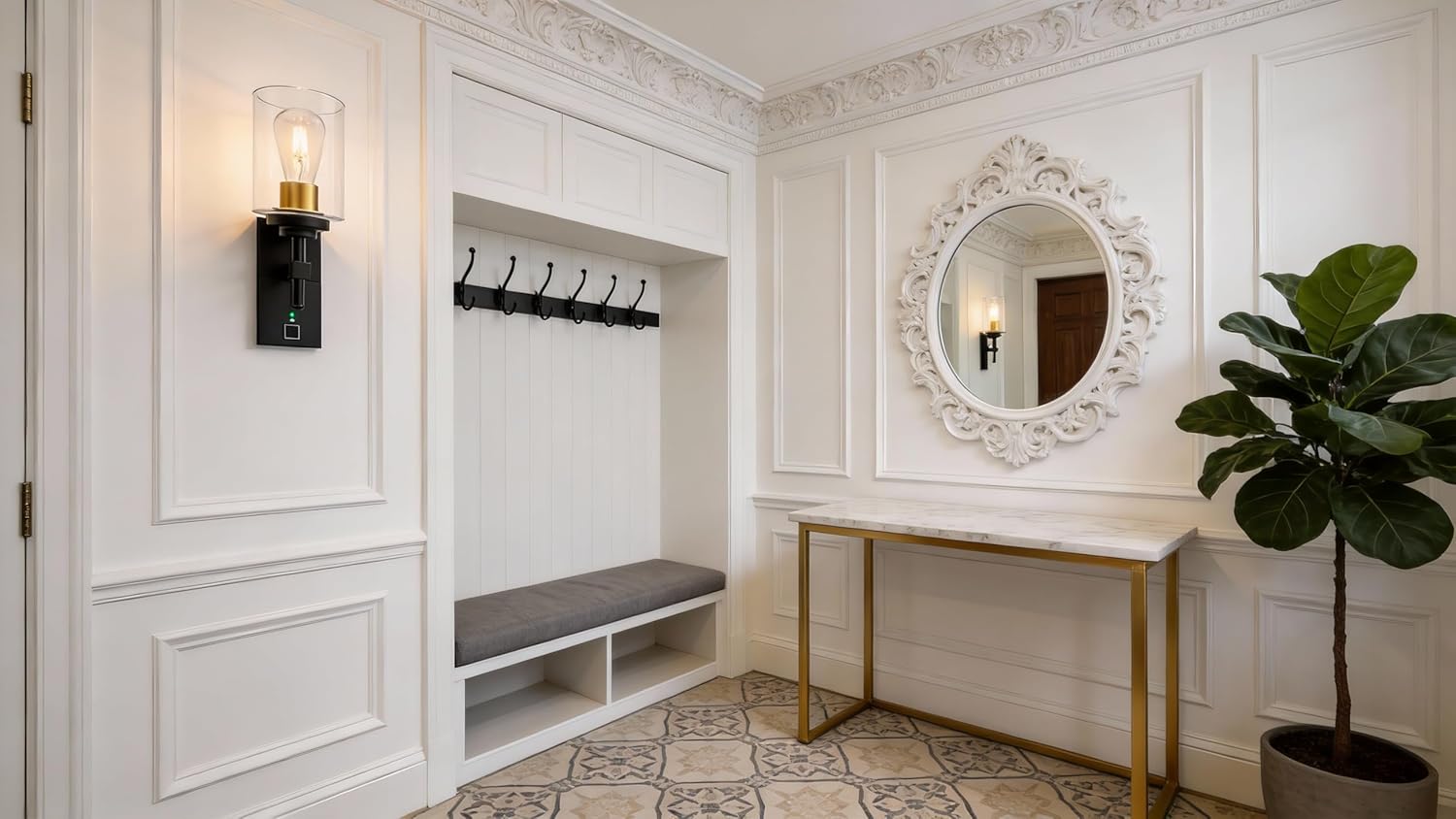 8000mAh Rechargeable Wall Sconces Set of Two,Split Type Battery Operated Wall Lights,with Remote Control and E27 LED Bulb,Dimmable Cordless Wall Light for Living Room, Bedroom, Hallway,Black