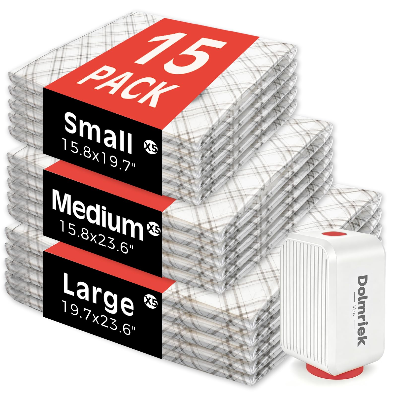 15-Pack Vacuum Seal Bags for Clothing Travel with Cordless Pump