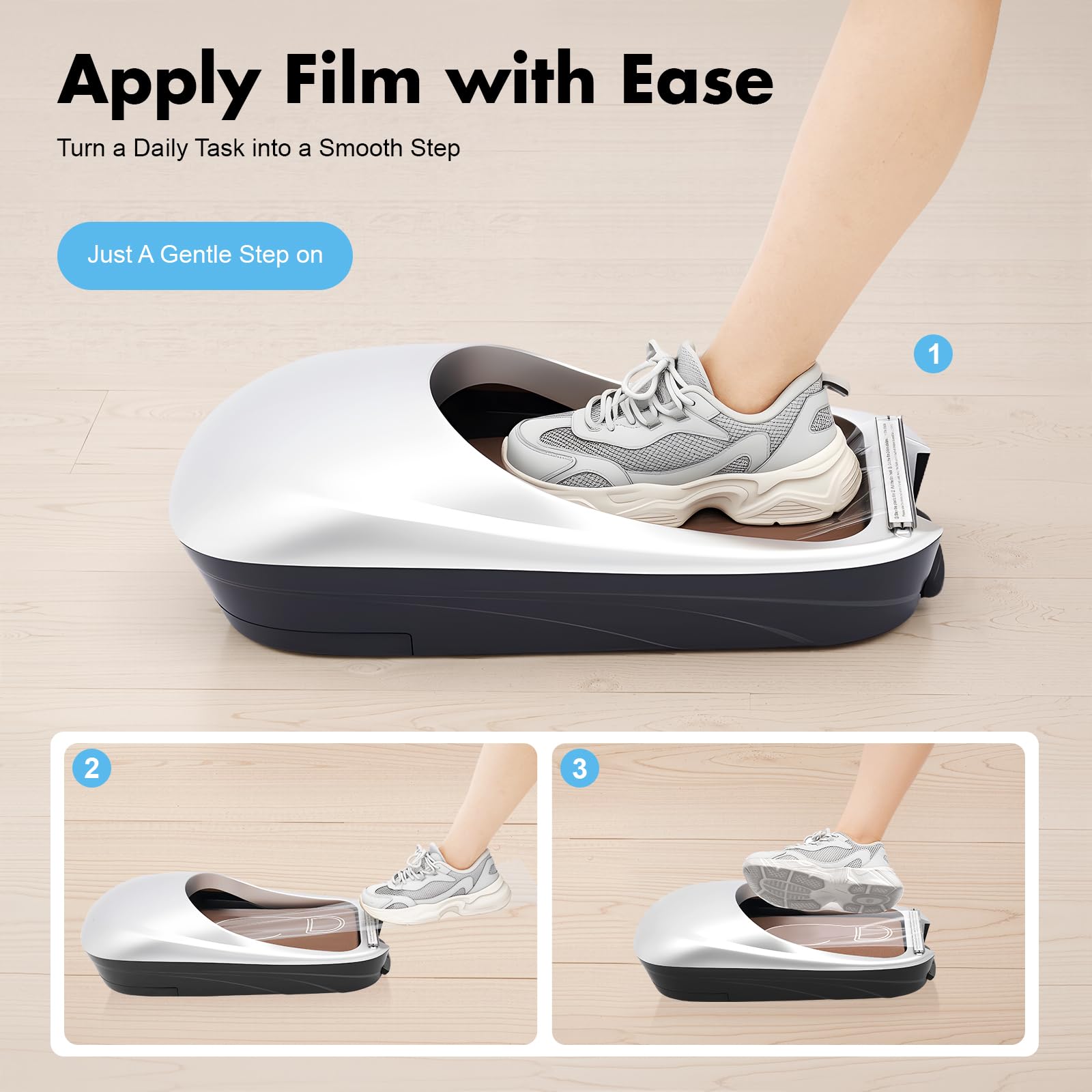 Pellicole per scarpe completamente automatiche, membrana usa e getta, dispenser automatico con 1 rotolo di pellicola per scarpe, per casa, ufficio, laboratorio, fabbrica, ospedale