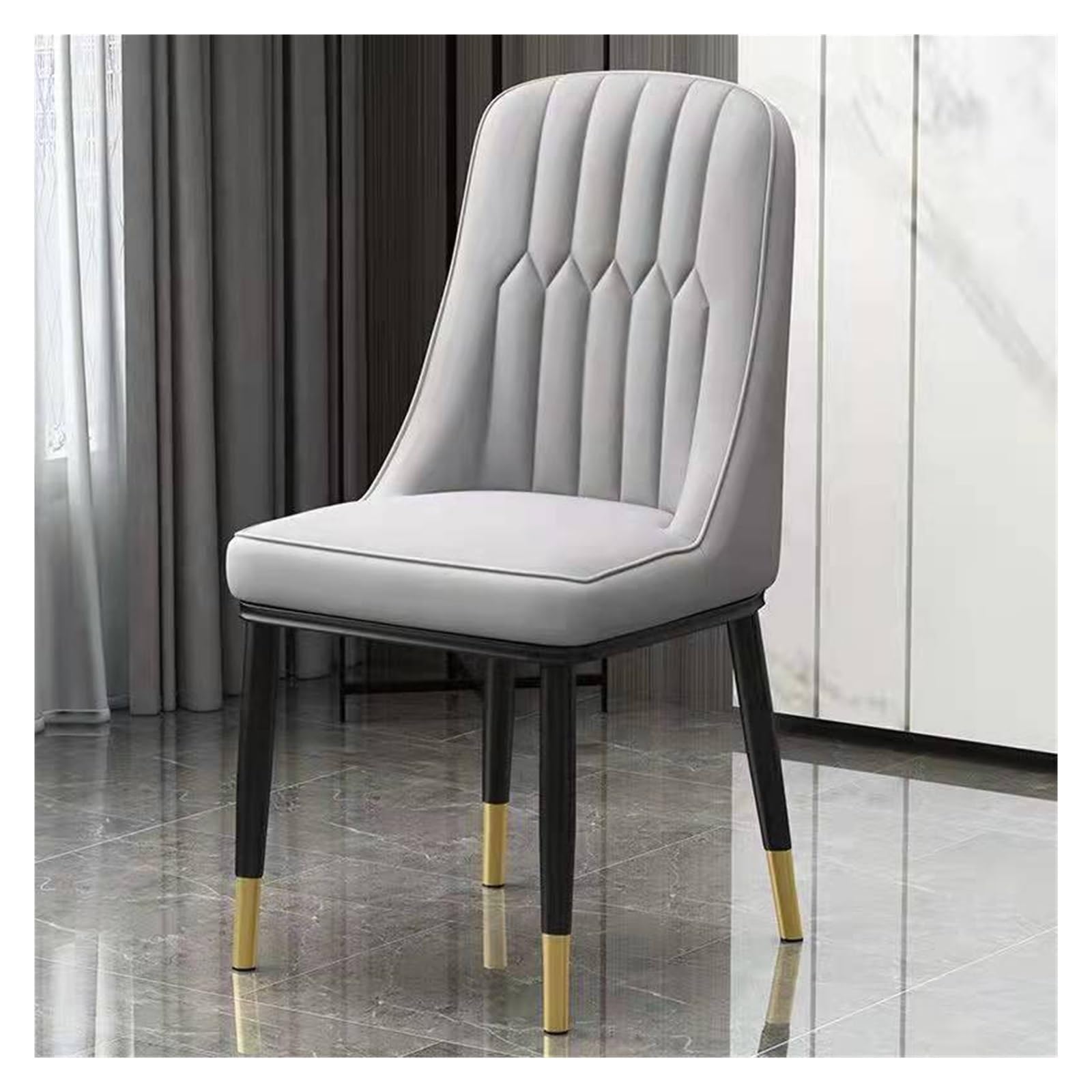 Chaise de salle à manger gris clair en cuir PU et pieds métal