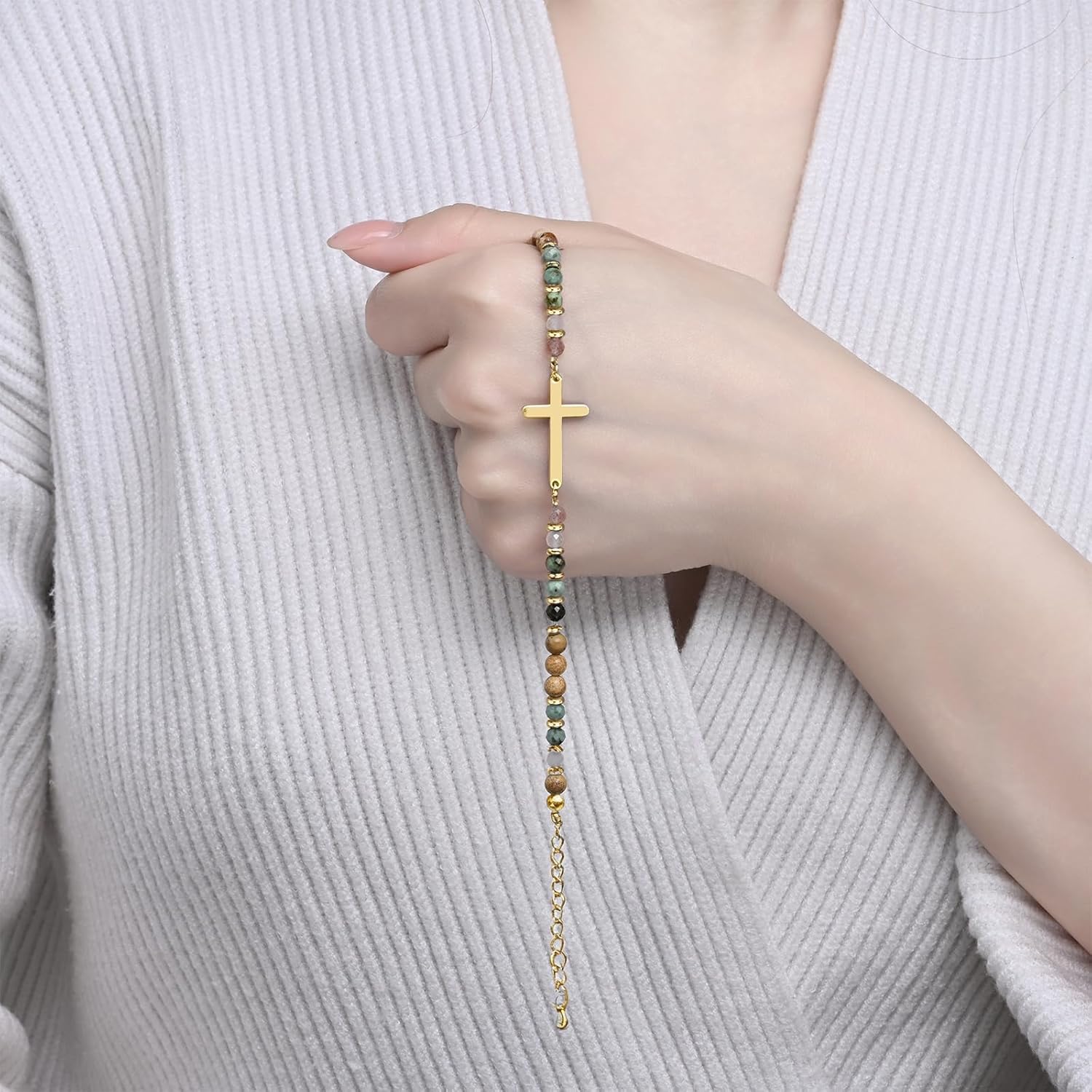 18K Gold Plated Cross Bracelet for Women | Christian Faith-Based Gifts for Baptism, Confirmation, Easter | Gift for Mom, Sister, Niece, Friend on Birthday, Christmas - Image 5