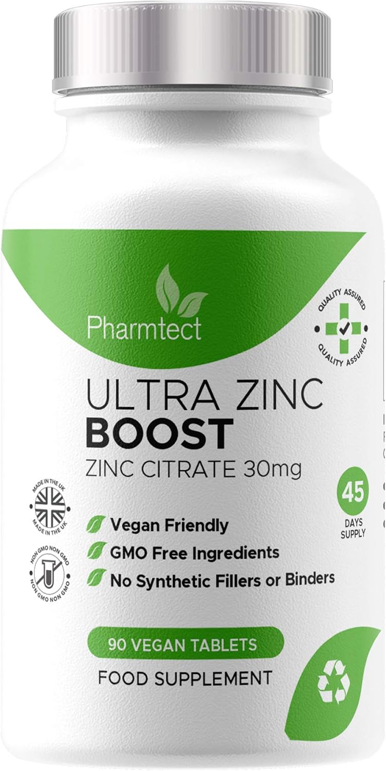 Pharmtect Ultra Zinc Boost Tablets 30mg High Strength Pure Zinc