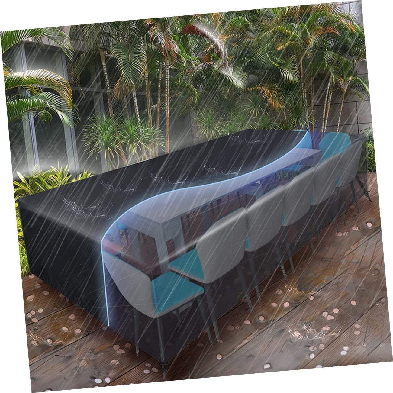 Outdoor Patio Furniture Cover Heavy Duty Oxford Cloth Table and Chair Protector Wind and for Garden and Deck Use