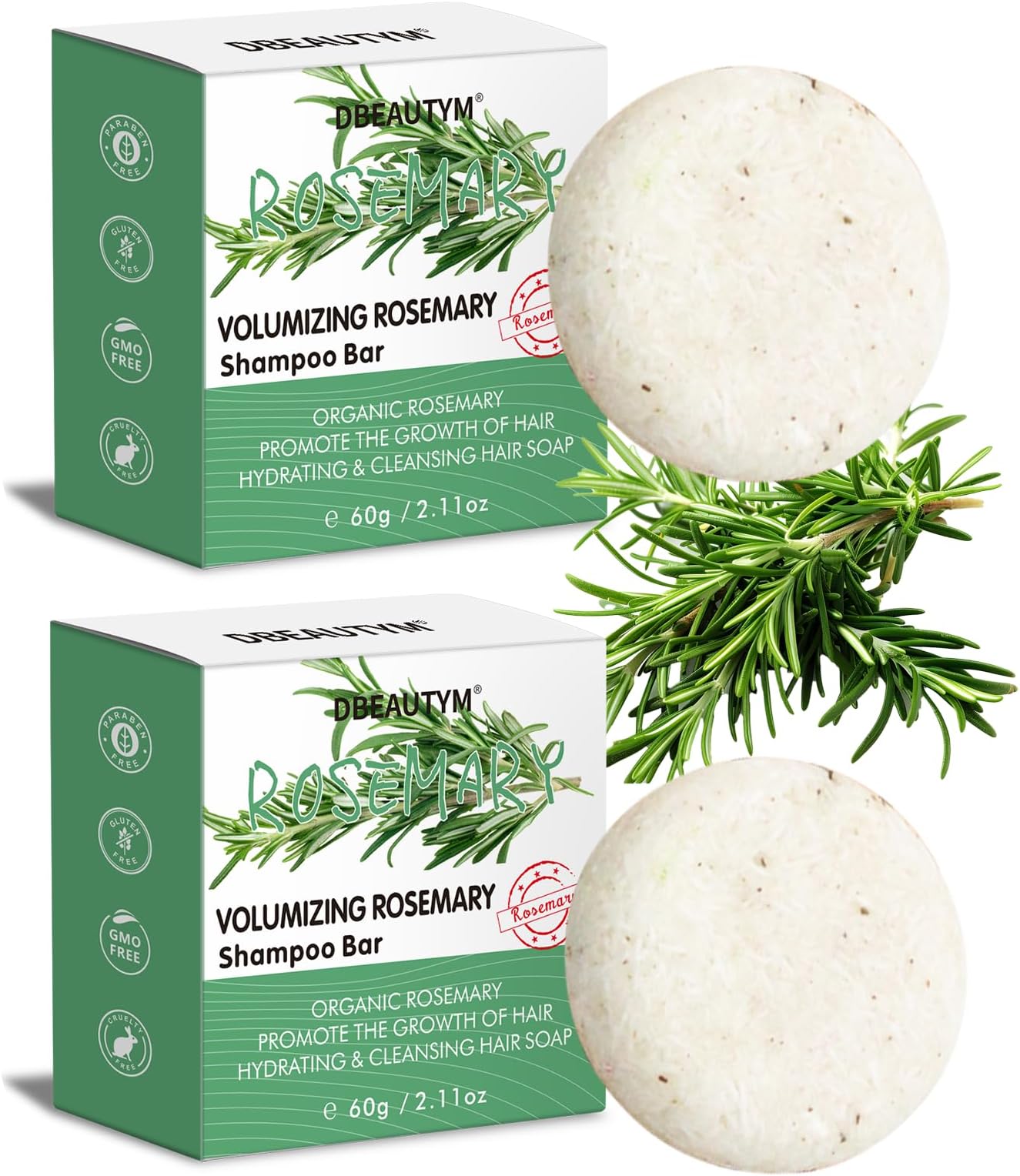2 Pack Rosemary Hair Shampoo Bar,Deep Cleansing for Scalp Hair Loss Shampoo Soap,Organic Hair Oil Control,Solid Shampoo for Hair Growth, Refreshing and Hydrating Soap for Stocking Stuffers Women Gifts