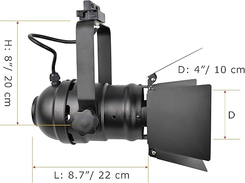 Miniatura 2 de J.LUMI TRK9000 - Cabezal de iluminación de pista de teatro, luz de escenario con aletas de puerta de granero, acabado de pintura escarcha negra,