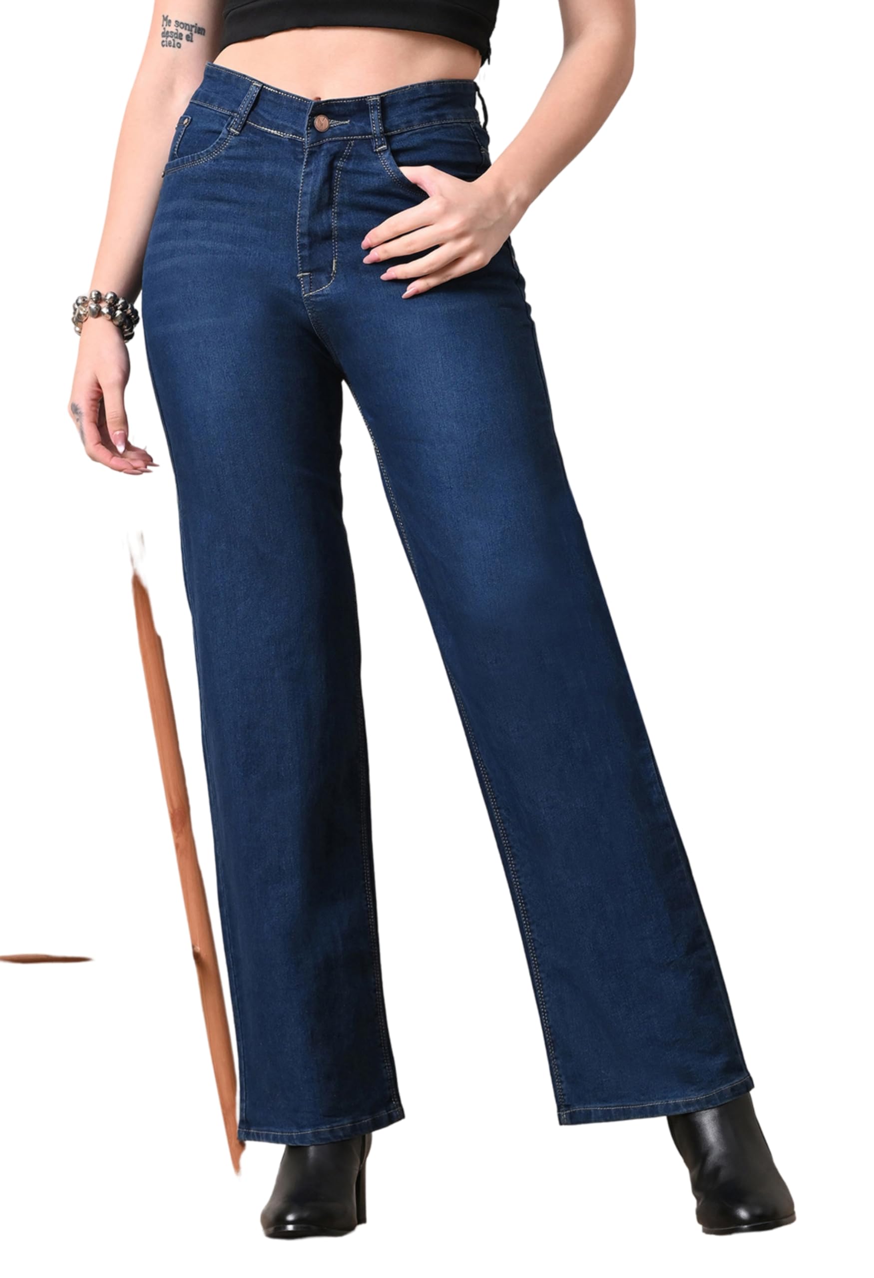 Denim Baggy Jeans for Woman | Straight Jeans for Women | High Waist Wide Leg Jean's for Woman | Loose Fit Plus Size Denim Ladies Jean's for Women(WJ-1405-$)-image-20