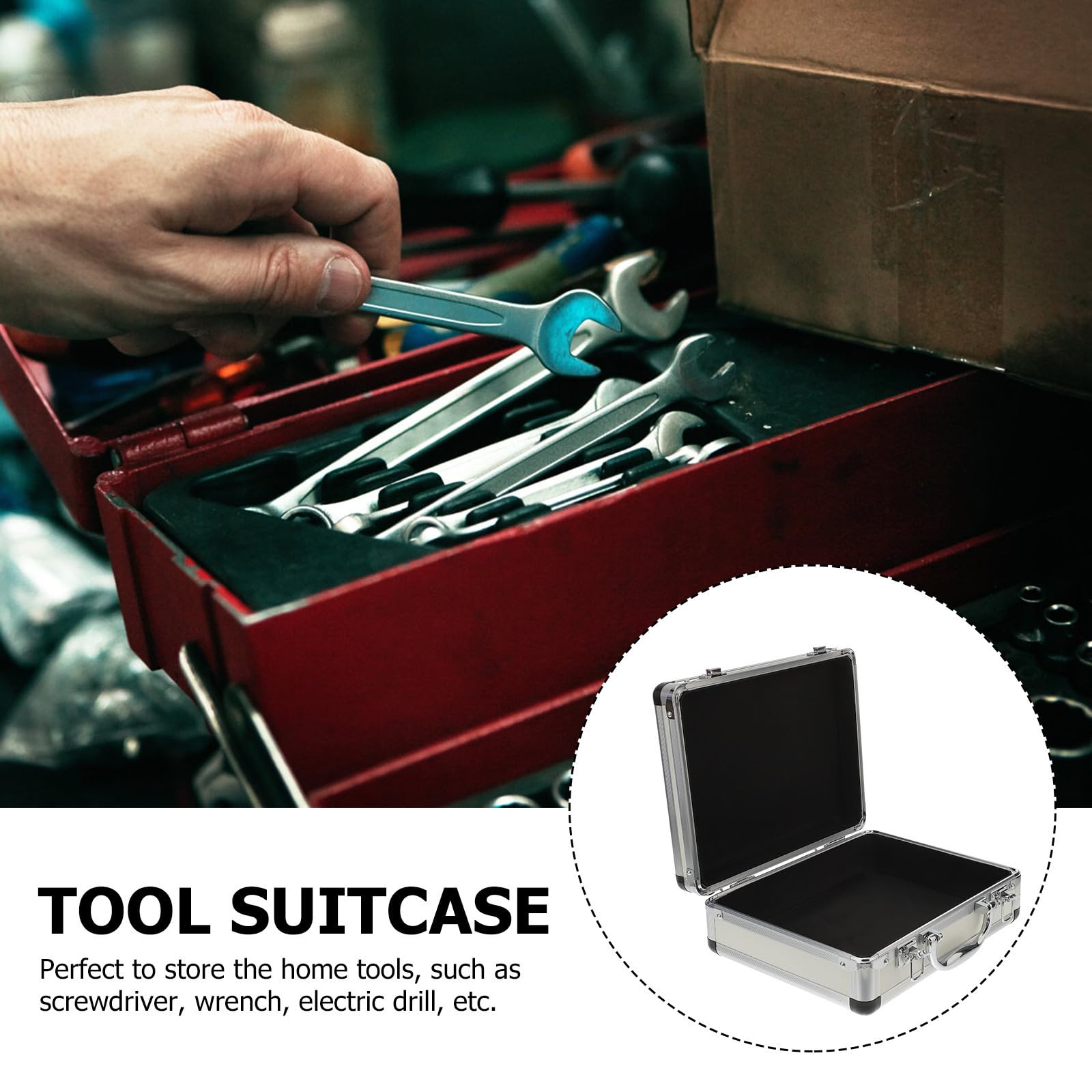 IMIKEYA Valise à Outils en Alliage D'aluminium Argenté, Portable à Main