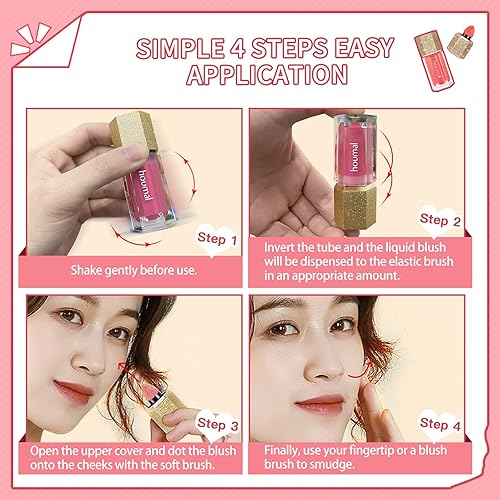 Miniatura 7 de LSxia Rubor líquido crema suave para mejillas tinte líquido para la piel color crema de rubor para mejillas ojos y labios acabado húmedo pigmento