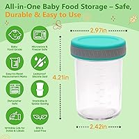 Vista 2 de Tronco Frascos de vidrio mixtos para almacenamiento de alimentos con tapas – 4 onzas (8) + 8 onzas (4) paquete – Comida para bebés, leche materna