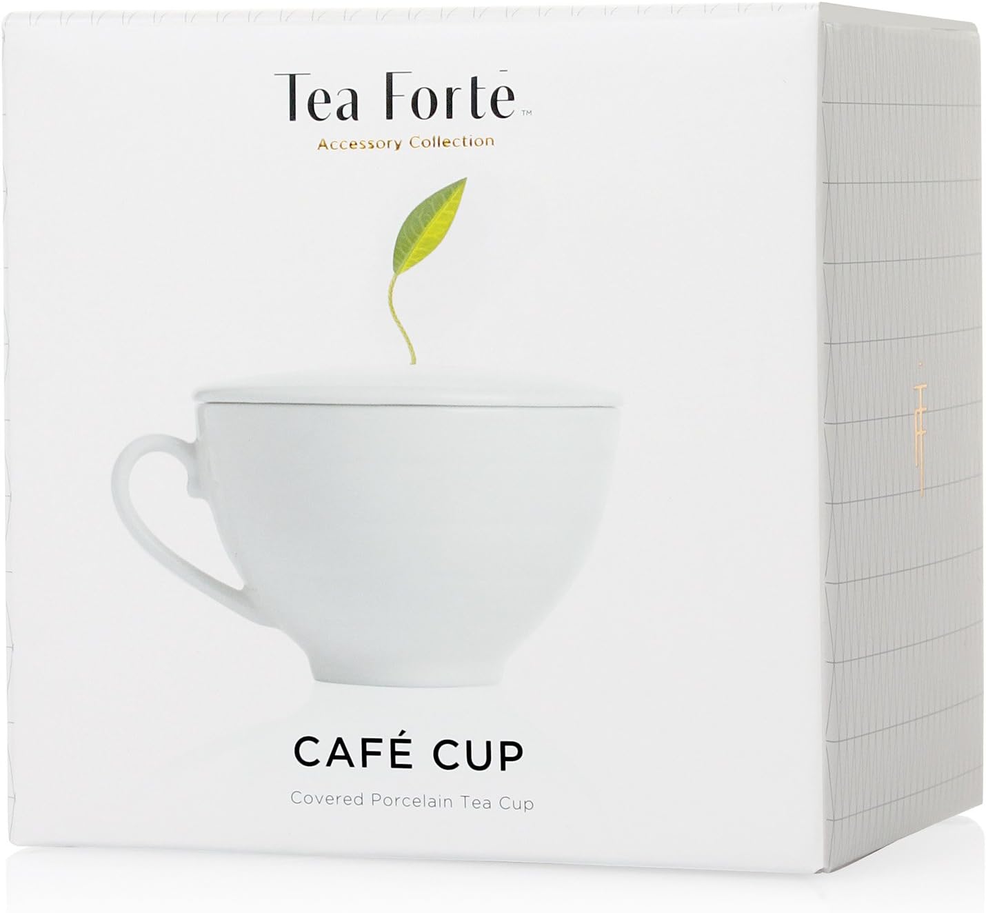 Tea Forte Cafe Cup White Porcelain Tea Cup and Lid, Steeps 8 oz., Microwave and Dishwasher Safe (Pack of 2)