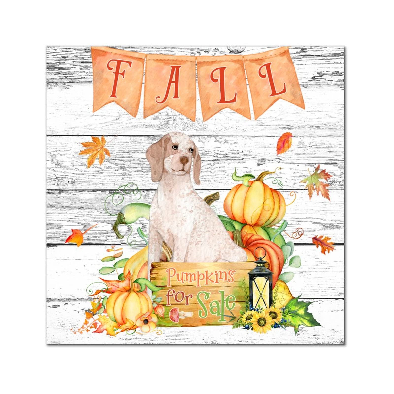 Plaque murale bois Fall Pumpkins pour habiller un mur vide avec un Berger des Shetland