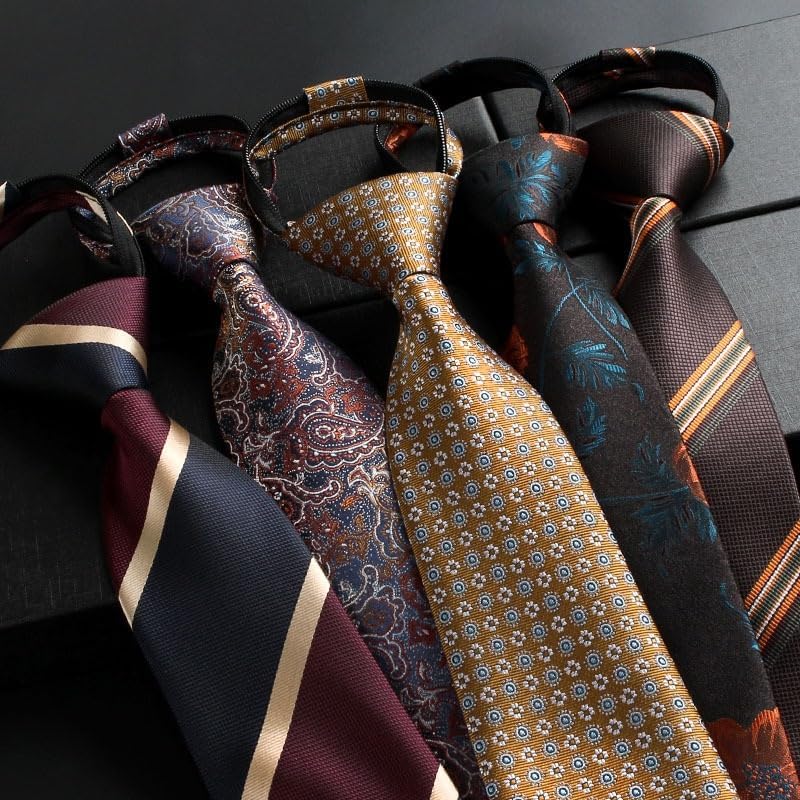 Retro Man Business Formal Wear Uniform No Knots Zipper Tie Bank Hotel Banquet Accessories