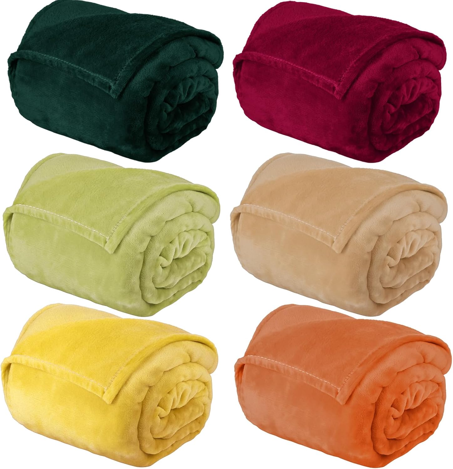 Peryiter 6 Pcs Fleece Throw Blanket Bulk 50'' x 60'' Cozy Throw Blankets for Homeless Women Men Sofa Plush Soft and Breathable Lightweight Blankets for Couch Bed Office Homes (Bright)