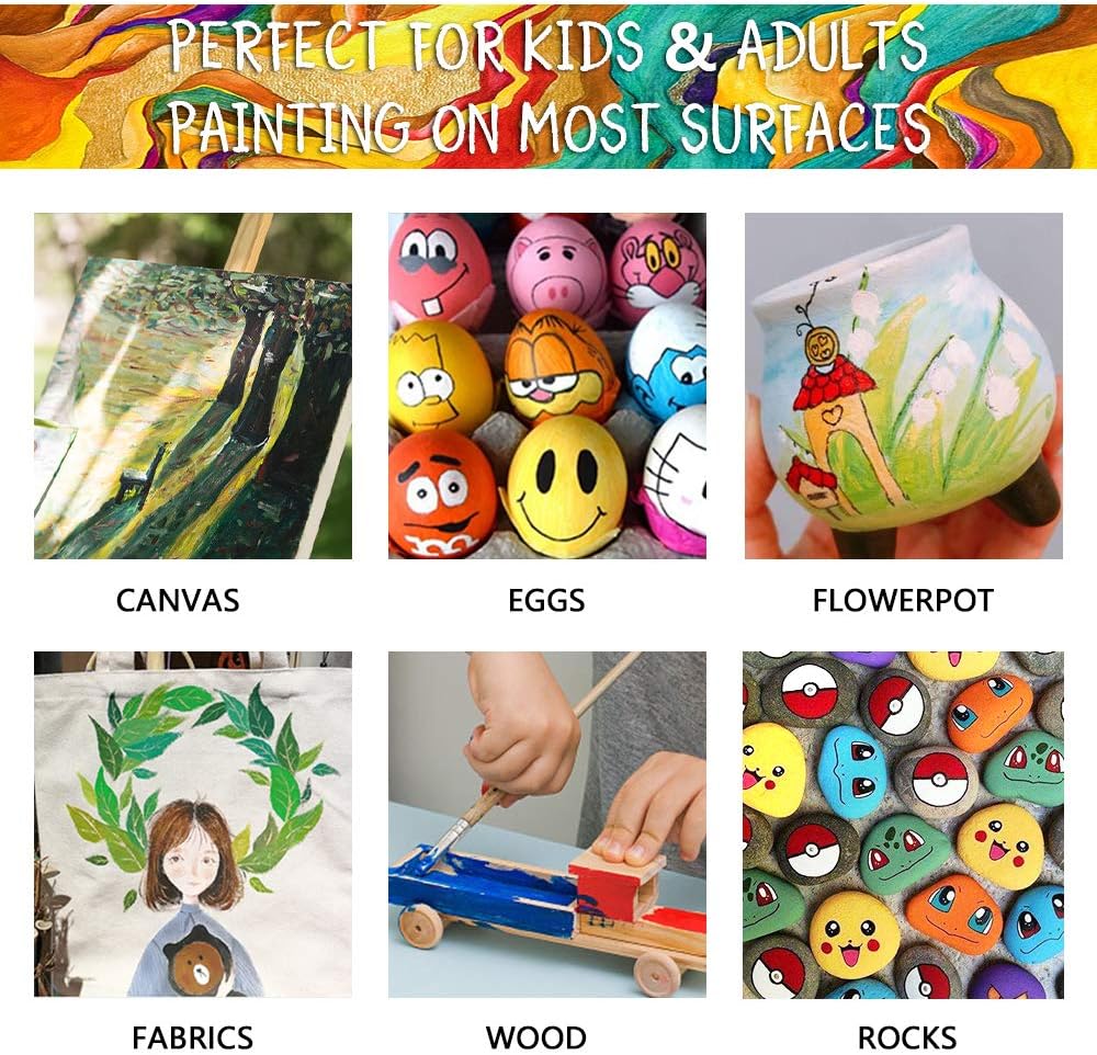 Acrylic Paint Set, Shuttle Art 15 x 12ml Tubes Artist Quality Non Toxic Rich Pigments Colors Perfect for Kids Adults Beginners Artists Painting on Canvas Wood Clay Fabric Ceramic Crafts: Home Improvement