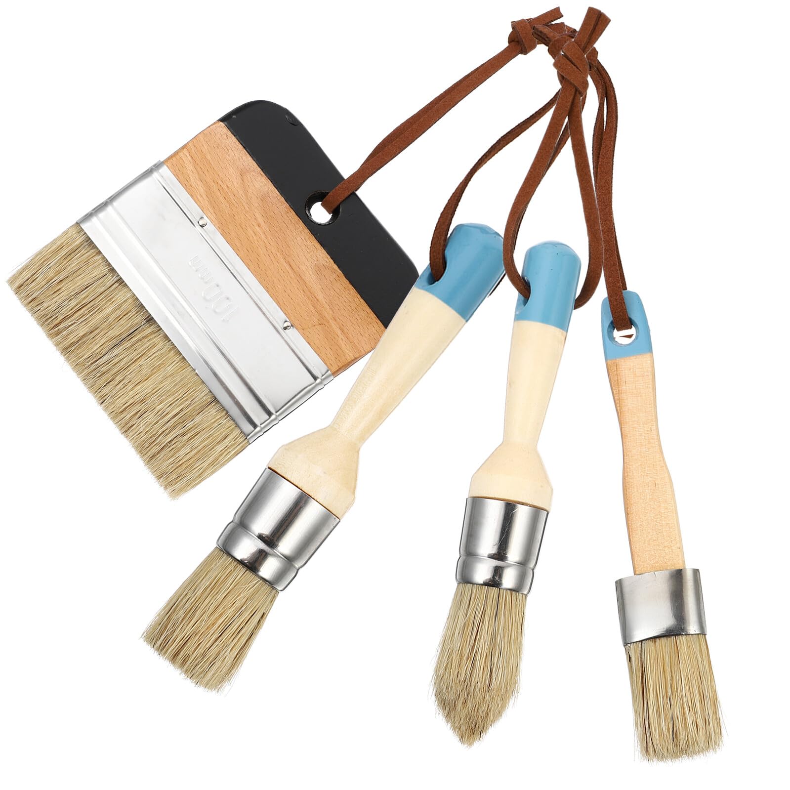 Pinceles para Pintar Mango de Madera y Cerdas Flexibles Juego de 4 Adecuado para Pintura Acrílica y Manualidades Hogar