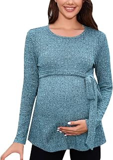 Pantalones de imitación de piel para mujer, color negro, camiseta de maternidad con dobladillo inferior irregular, informal, manga larga, cuello redondo, camiseta básica para lactancia, blusas de
