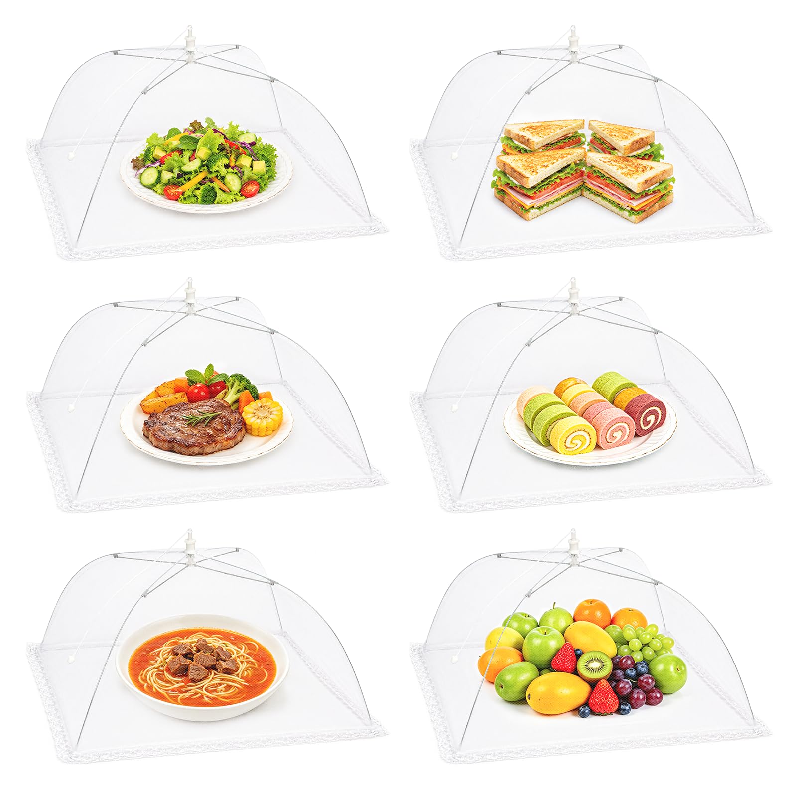 Newthinking Mesh Pop-Up Food Covers, Collapsible Food Fly Mesh Cover 6 Pack