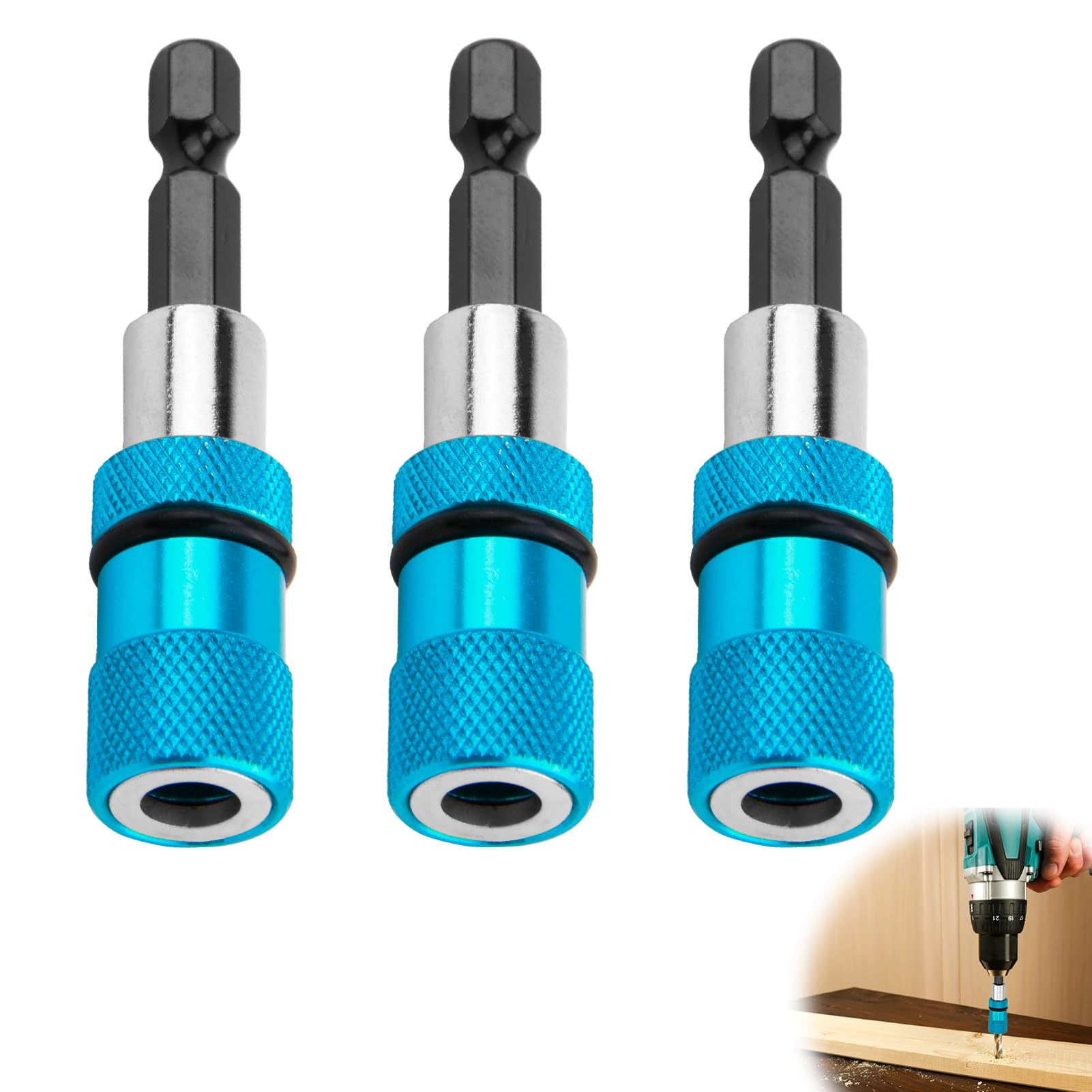 3 Pezzi Inserto per Viti Cartongesso, Portapunte Magnetici per Trapano a Secco, Portainserti Magnetico, Attacco Esagonale da 1/4", per Avvitatori a Batteria e Trapani a Mano