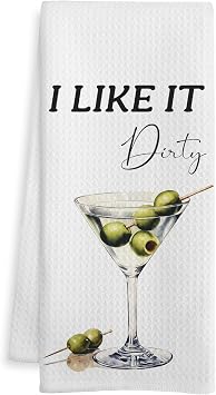 Dirty Martini Gift Kitchen Bar Towels, Martini Gifts for Women Men Dish Tea Towel, Cocktail Lovers Gifts Decorative Hand Towels for Kitchen Bar Cart Decor, 16x24 Inch