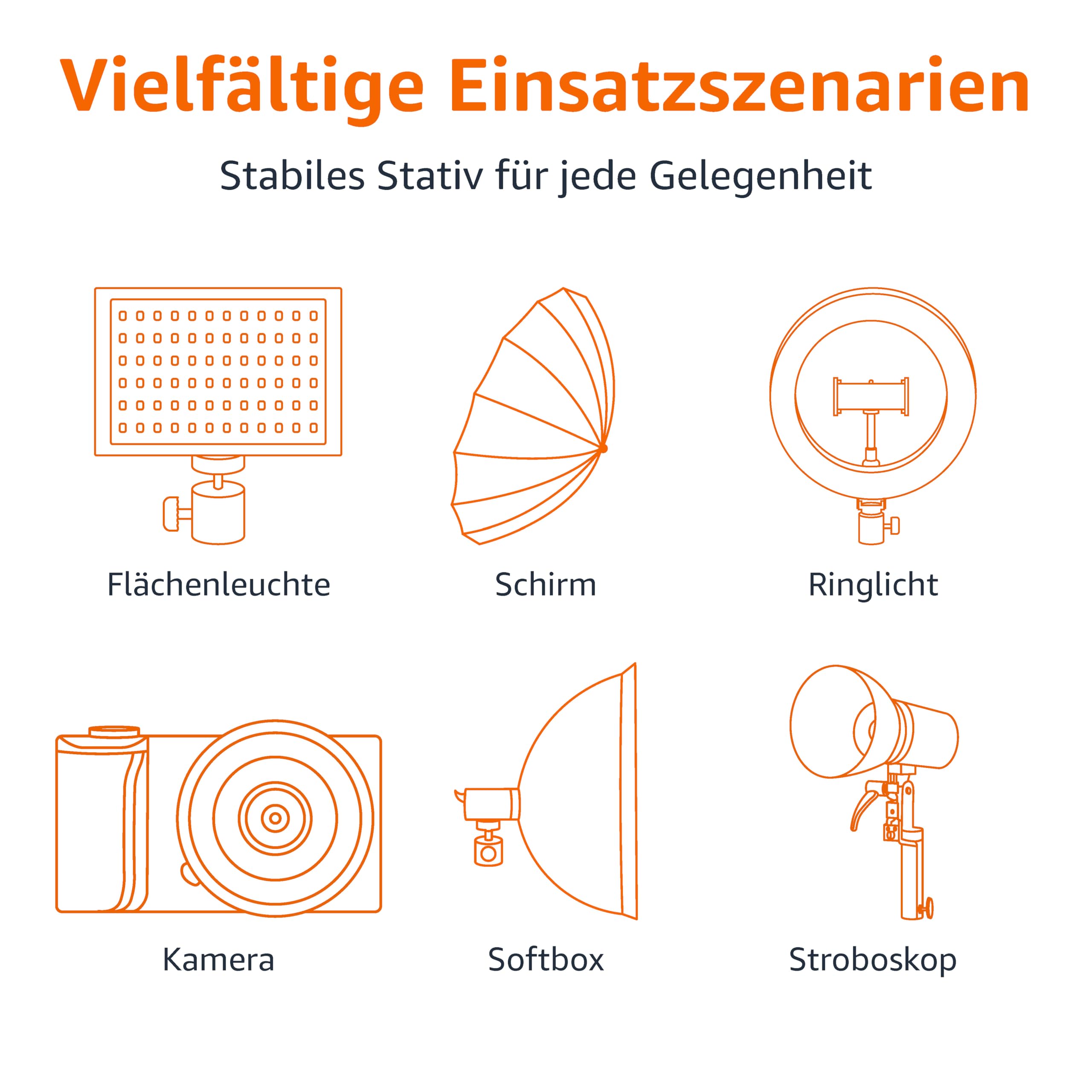 Amazon Basics 2er-Pack Aluminium 2,04 m Kamera Beleuchtungsstativ für Studio- und On-Location-Fotos, 821 g, Höhenverstellbar, Tragbar, Kompakte Aufbewahrung - Schwarz