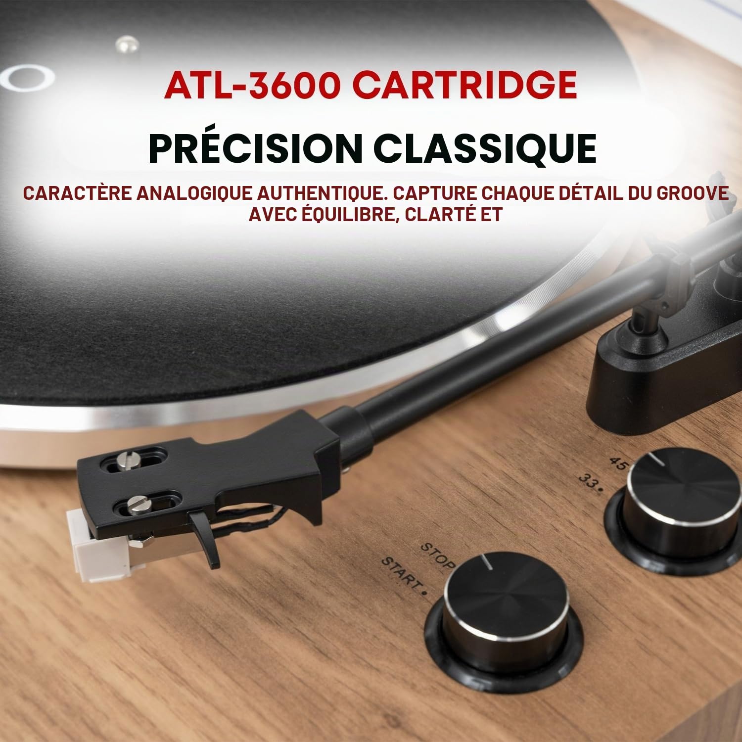 VULKKANO TD10 Platine Vinyle avec Bras de Précision, Égaliseur Phono/Ligne Intégré et Design Élégant, Tourne-Disque Compatible avec Les Vinyles 33 et 45 RPM