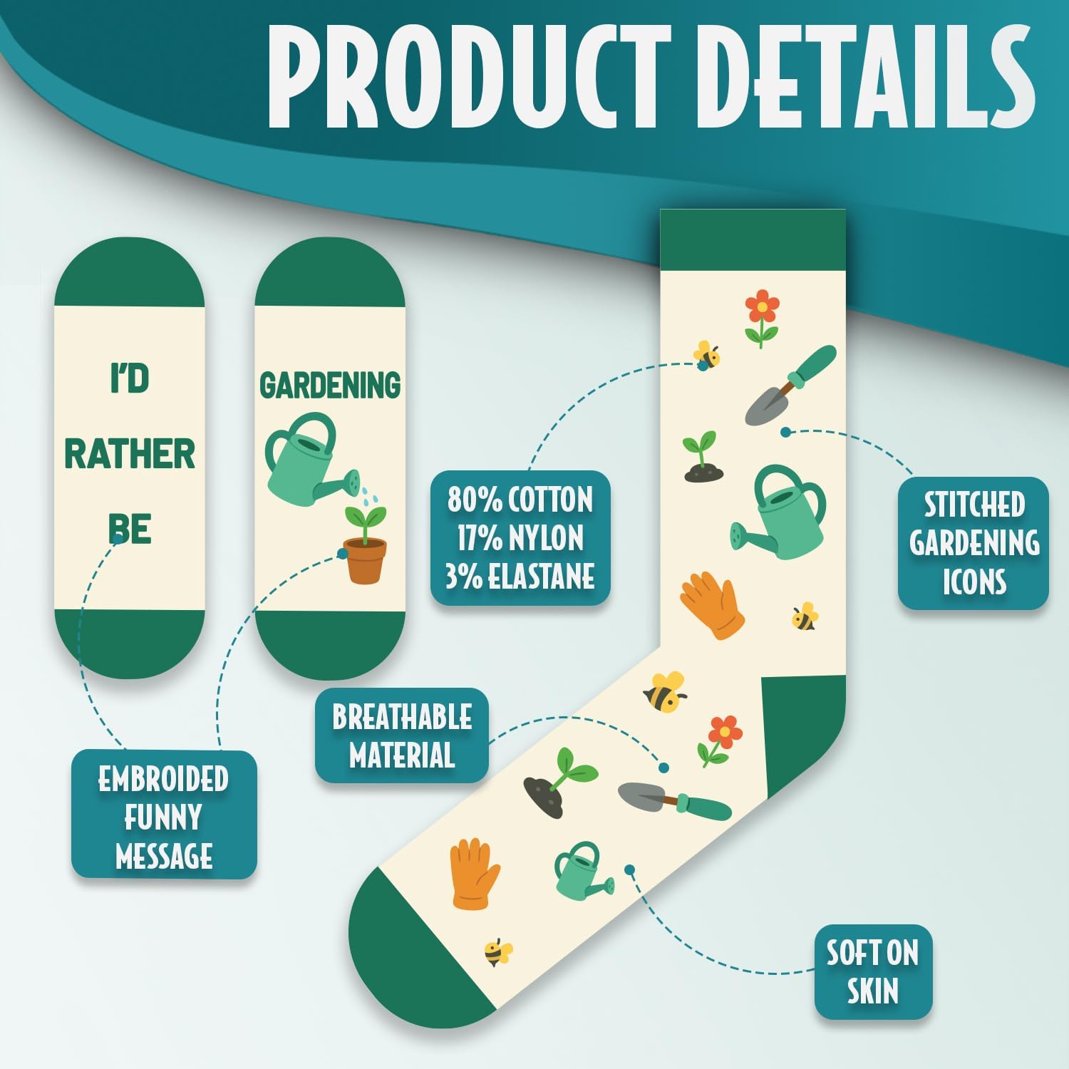 Woman Funny Socks Gardening Gifts for Women Stocking Stuffers for Gardeners image 5