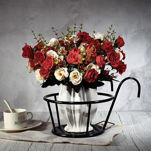Miniatura 2 de Yardwe Soporte de flores para balcón, soporte para macetas de hierro para plantas al aire libre, macetas colgantes para jardín de vallas, 8.66 x