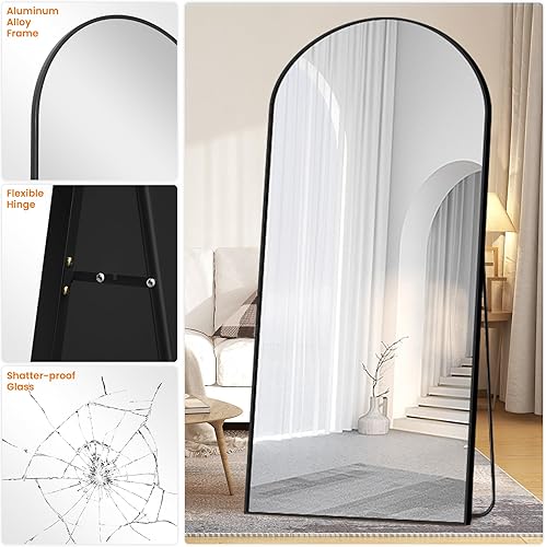 Miniatura 124 de Espejo de baño arqueado para pared, espejo para tocador, espejo grande de 38 x 26 pulgadas, marco de metal (38 x 26 pulgadas, dorado) Dorado,Negro