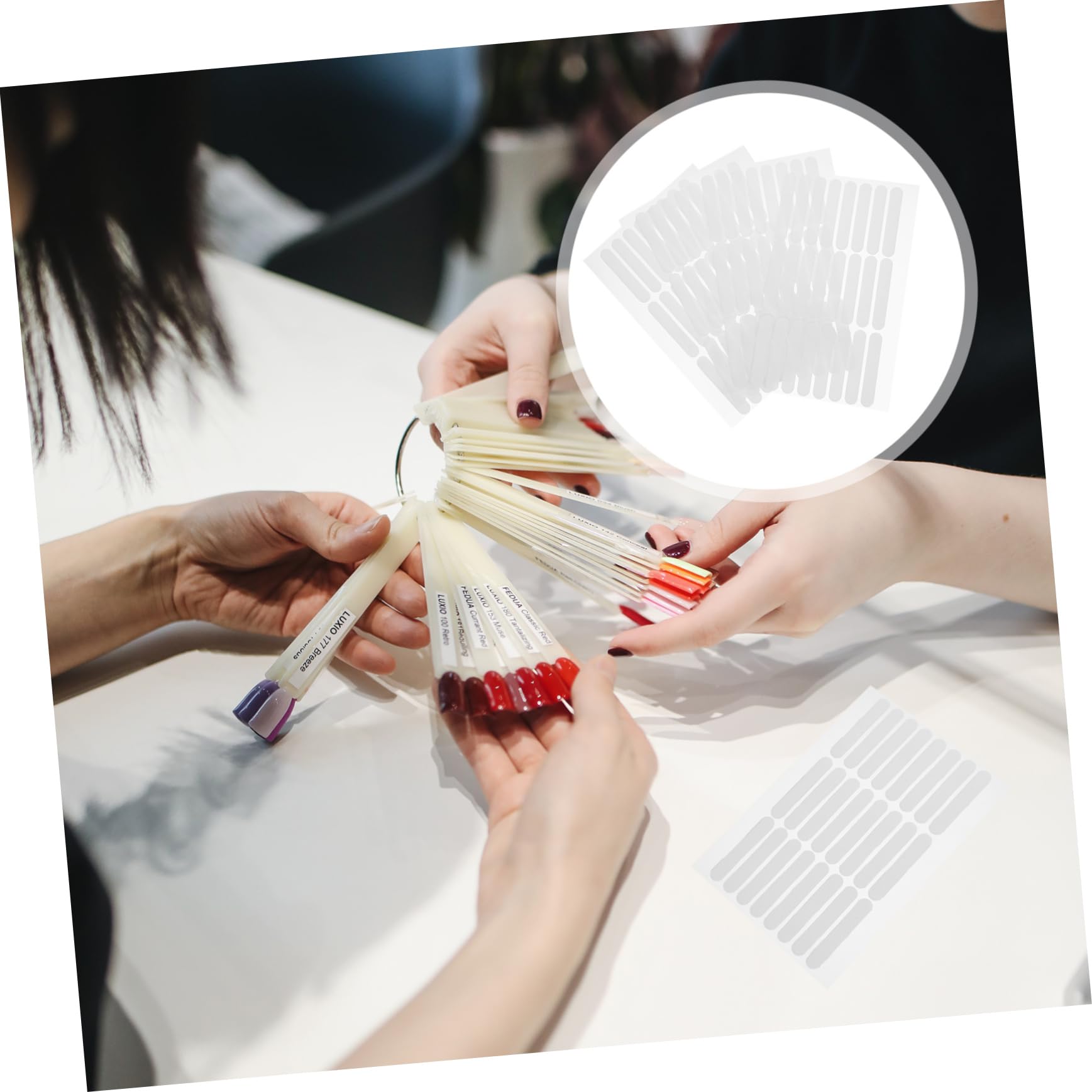 Beatifufu 4 Sheets Crystal Tape Double Side Tape Double Sided Adhesive Tape Nail Tape Glue Tape Label Sticker Paper Precut Clear Double-sided Tape Salon Supply Nail Display Tape Strips White