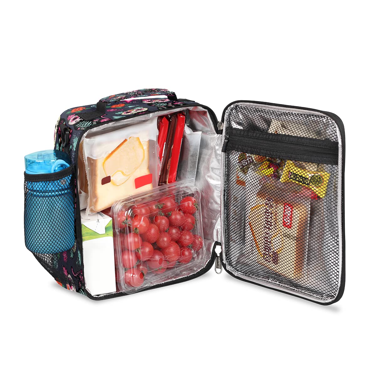 Borsa Termica Pranzo Con Teschio Di Gatto - Lunch Bag Tracolla Per Lavoro E Picnic