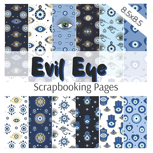 EVIL EYE Scrapbook paper Nazar mati evil eye decorative papers set with Turkish and Greek blue patterns Scrapbooking summer collection paper ...