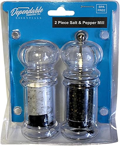 Miniatura 2 de Juego de salero y molinillo de pimienta de Dependable Industries de plástico transparente a precio promocional sin BPA para cocina, comedor