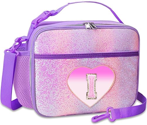 Miniatura 10 de RHCPFOVR Lonchera con inicial para niños, lonchera aislada para niños y niñas, lonchera lavable y lonchera reutilizable a prueba de fugas para la