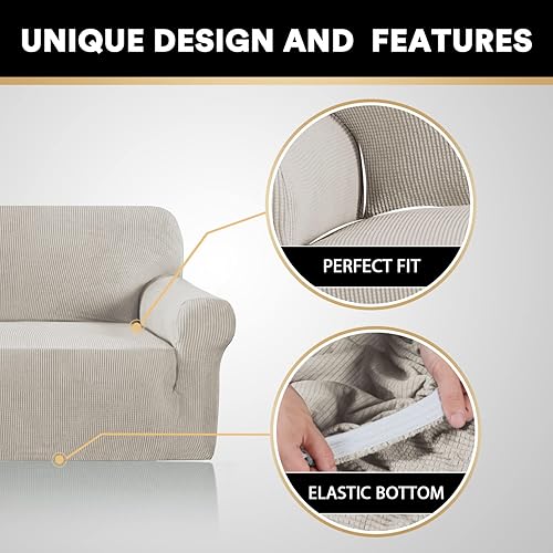 Miniatura 3 de PrinceDeco Fundas elásticas para sillón de sala de estar, fundas protectoras para perros, mascotas y niños, patrón de cuadros de jacquard flexible,