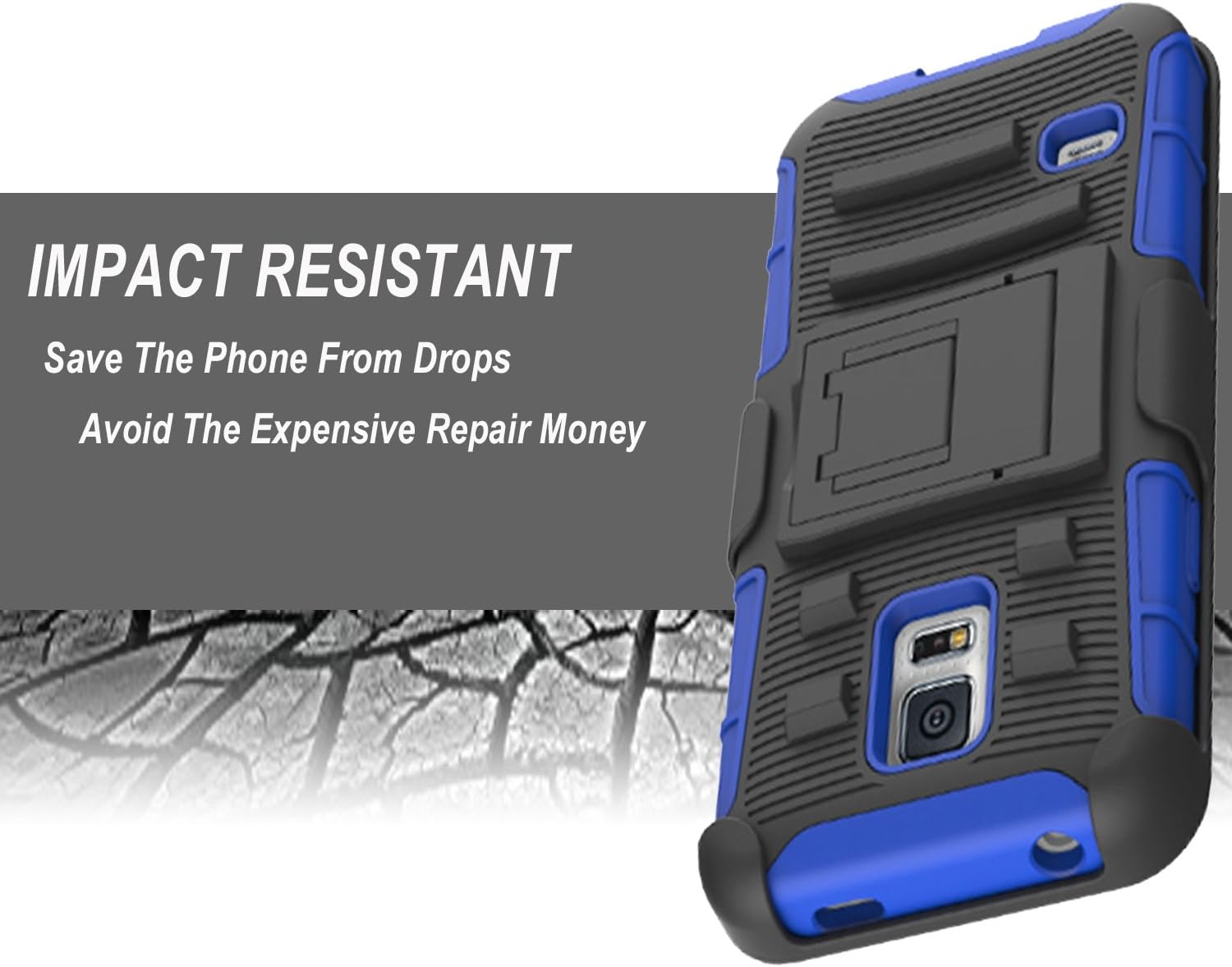 Galaxy S5 Active Case, Dual Layers [Combo Holster] Case And Built-In Kickstand Bundled with [Premium HD Screen Protector] Hybird Shockproof And Circlemalls Stylus Pen[Blue]