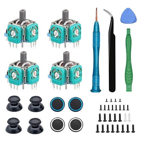 4PCS 3D Analog Joystick Replacement for PS5 Controller, Thumbsticks Repair Tool Kit Compatible with PlayStation 5 Wireless Controller, Drift Damaged Joystick Replacements with Screwdriver