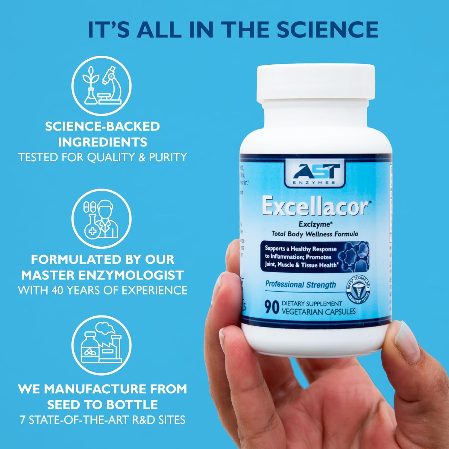 Excellacor-90 Systemic Enzyme Supplement – Acid-Resistant Serrapeptase & Proteolytic Enzymes – Supports Healthy Inflammation Response, Joint Function & Circulation – 90 Vegetarian Capsules - Image 6