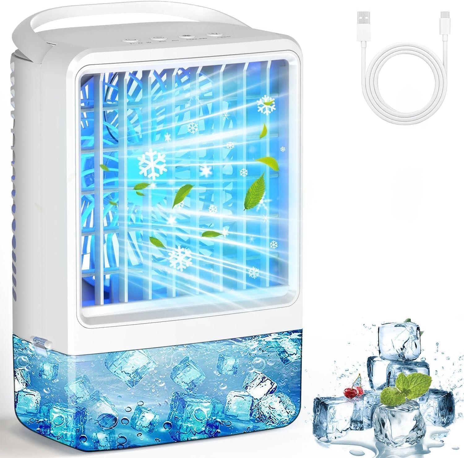 Portable Air Conditioners Mini AC Small AC with 3 Speed Wind 7 Colorful LED Light Cool Mist Timer