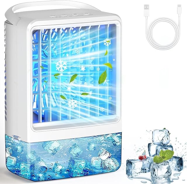 Portable Air Conditioners Mini AC Small AC with 3 Speed Wind 7 Colorful LED Light Cool Mist Timer