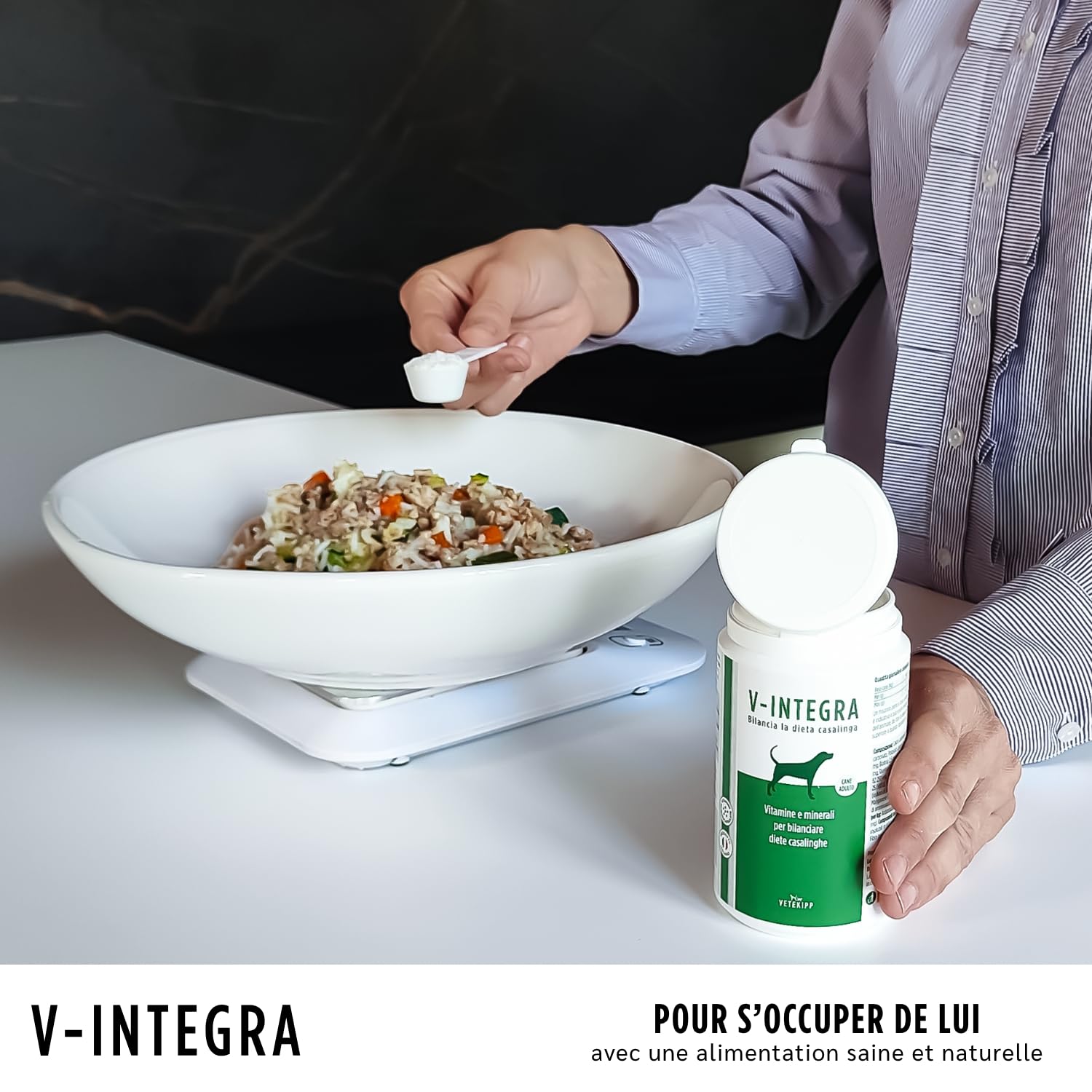 V-INTEGRA Chien Adulte - Supplément Complet Riche en vitamines et minéraux pour la Ration ménagère et Barf des Chiens Adultes - 200 g - Produit en Italie