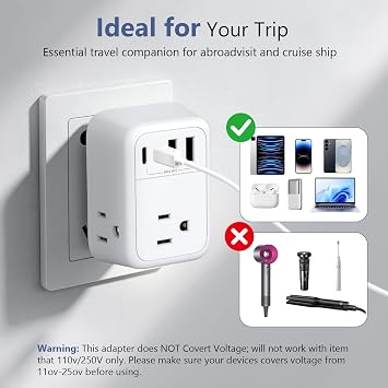 2 Pack US to UK Travel Plug Adapter, FLASHSONIC Type G Travel Converter with 4 AC Outlets 4 USB Charger,Foldable International Power Plug Adapter Travel Essentials to England London Scotland Hong Kong