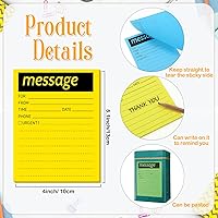 Vista 2 de Geyee 9 blocs de notas adhesivas de mensajes telefónicos de 4 x 5 pulgadas, varios colores neón, notas adhesivas urgentes autoadhesivas