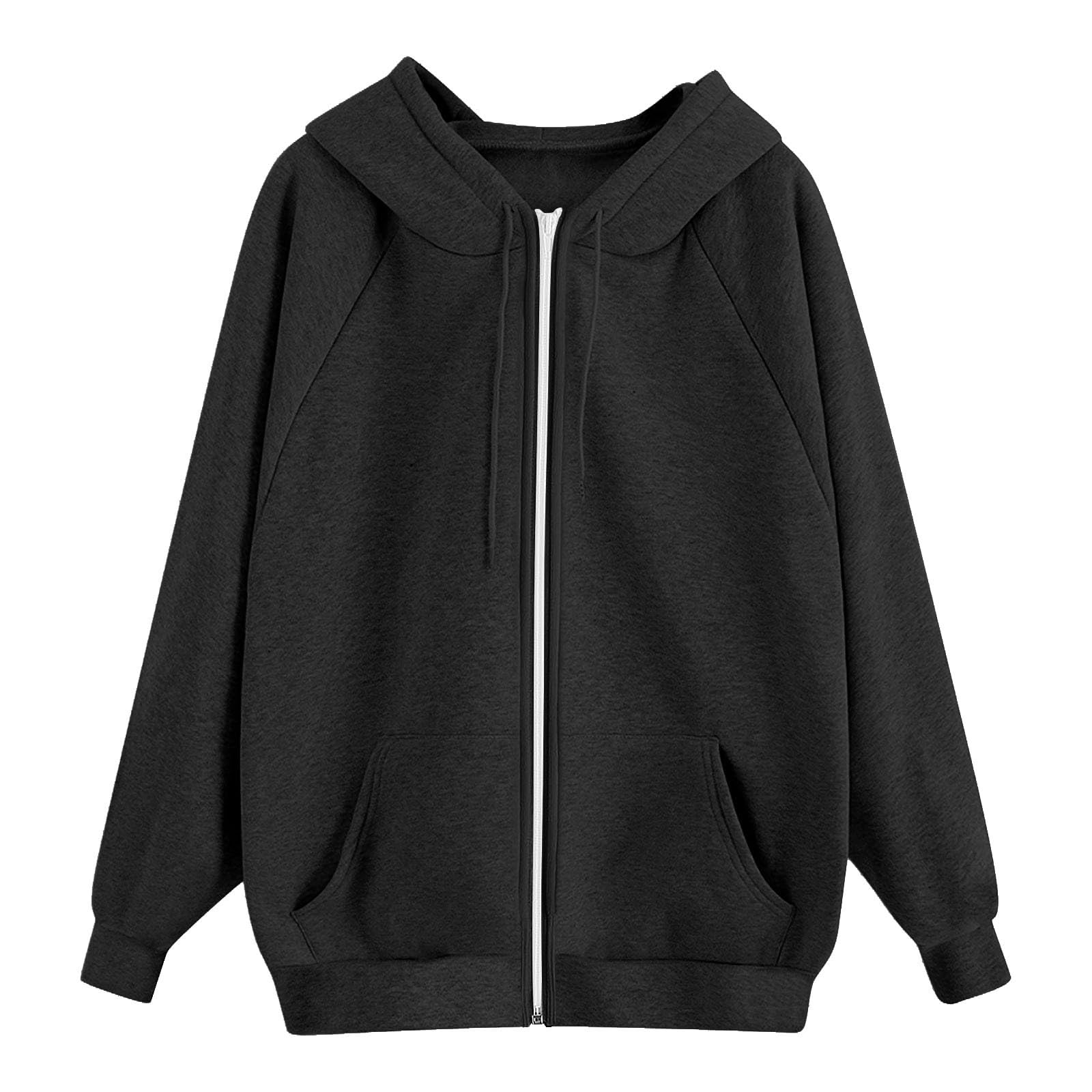 Generisch Veste à capuche pour femme - En coton - Sweat à capuche Y2K - Veste de survêtement rétro - Haut de campus - Streetwear - Robe décontractée - Veste de pilote