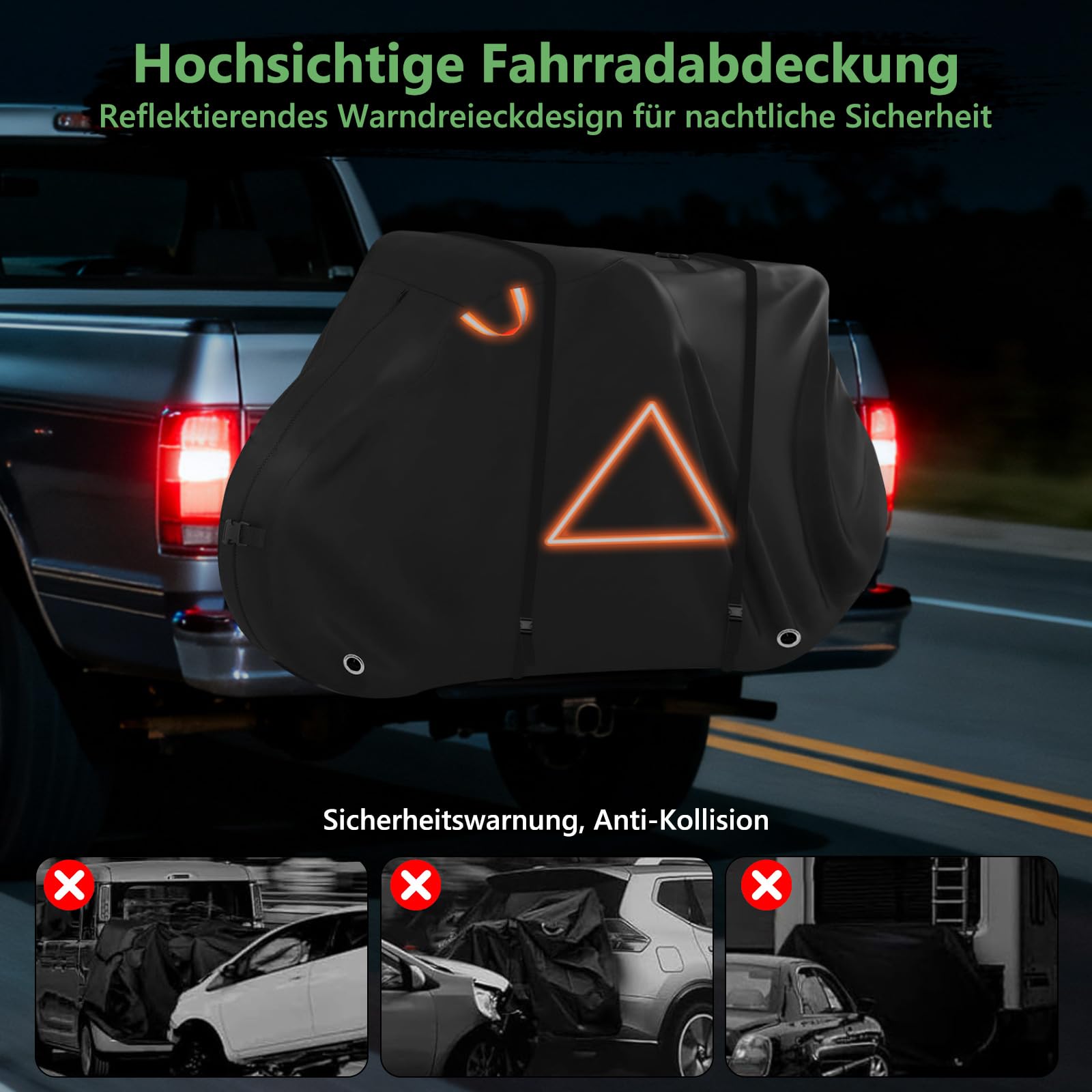 Fahrradabdeckung Heckträger für 2 Fahrräder-Heavy Duty & Wasserdichtes Fahrrad und E-Bike Transportschutz