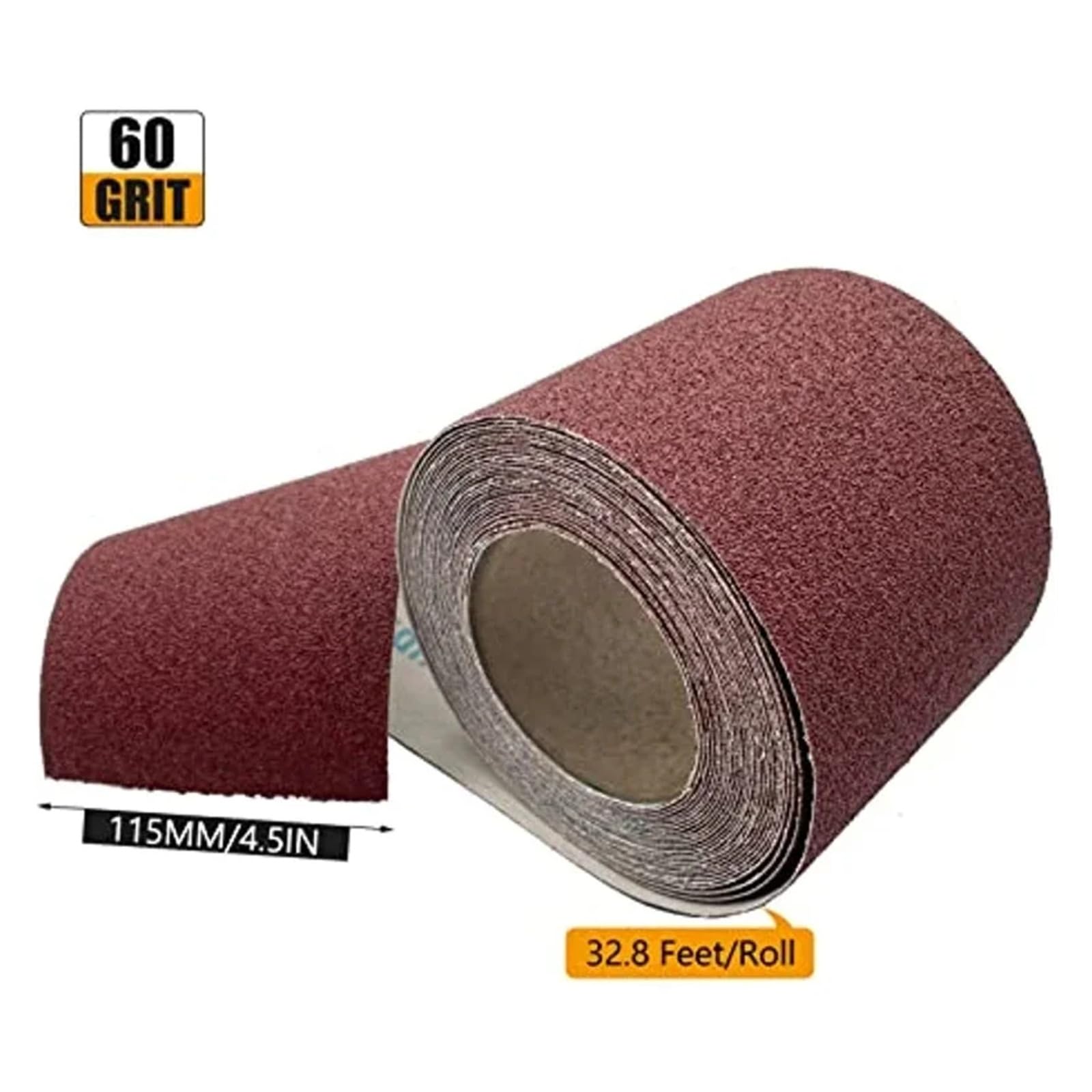Papel de Lija de 60-600 Granos, 10M de Largo, 115mm, abrasivo, Metal, Vidrio, carpintería, Papel de Lija, Correas for lijadora(80 Grit)