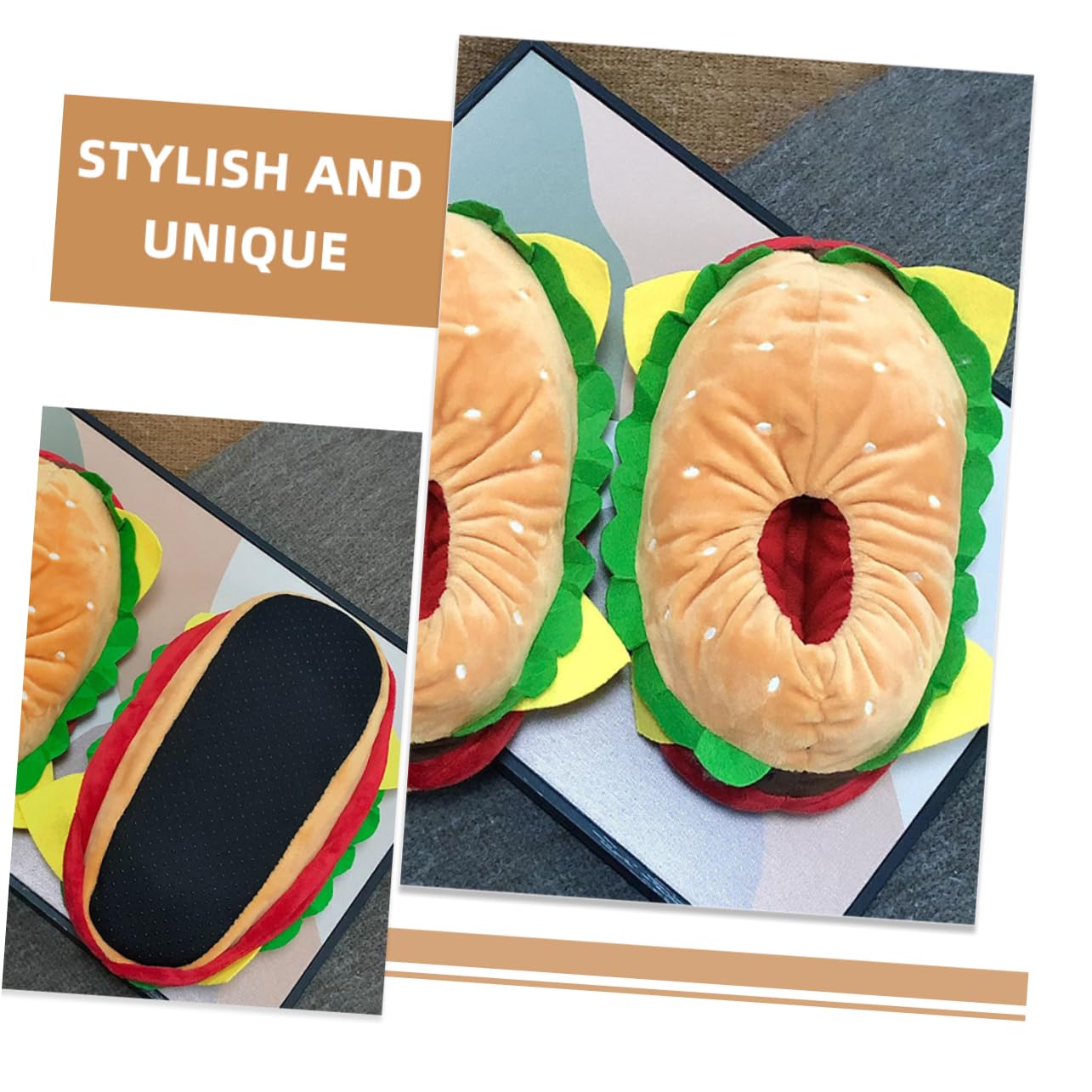 Ipetboom Pantuflas de Hamburguesa para Casa Cálidas y Peludas de Invierno Soporte Superior y Diseño Divertido para Vida Hogar